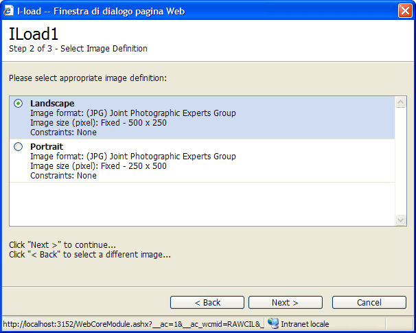 Step 2 of 3: choose the image definition