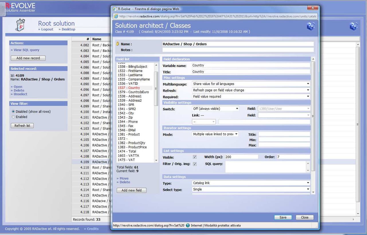 Revolve — the solution architect: modelling a class, field by field